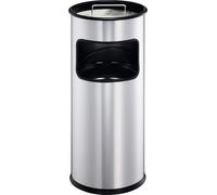 DURABLE Papelera metal 17L circular con cenicero, 333023, Plata