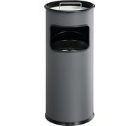 DURABLE Papelera metal 17L circular con cenicero, 333058, Gris