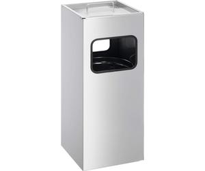 DURABLE Papelera metal 17L cuadradacon cenicero, 333123, Plata