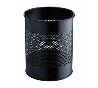 Durable papelera metálica perforada negra