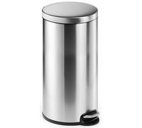 DURABLE Papelera de pedal 340323 redonda acero inoxidable 30L, bajada automática, cubo desmontable
