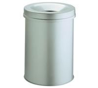 Durable Papelera Metálica Safe Ignífuga Auto-extinguible, 15L, gris 330510 | Material de acero con resina epoxi, resistente a arañazos, forma redonda, a prueba de llamas, 260 mm