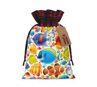 DURAGS Bolsas de regalo de peces de dibujos animados, con textura rústica, prácticas bolsas de regalo de Navidad y vacaciones