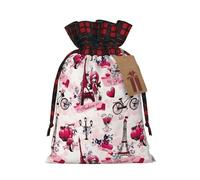 DURAGS Cityscape Paris Torre Eiffel Francia bolsas de regalo con bloques de color, textura rústica, prácticas bolsas de regalo de Navidad y vacaciones