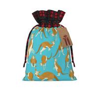DURAGS Divertidas bolsas de regalo de dibujos animados de canguro zoológico con bloques de color, textura rústica, prácticas bolsas de regalo de Navidad y vacaciones