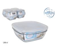 Duralex Æ Fiambrera Cuadrada Freshbox 2 Litros / 2000cc, Tapa Transparente, 20 x 20 x 8 cm (8 Unidades)