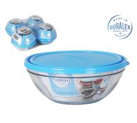 Duralex Fiambrera Redonda Freshbox 20 x 8.2 cm Tapa Azul 1600 cc (8 Unidades)