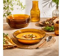Duralex - Plato de Vidrio Hondo Lys Ambar, 19,5 cm, 6 unidades
