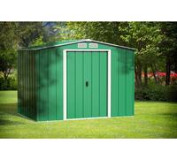 DURAMAX - Casa de jardín metálica Eco, 8x6, color verde, con techo a dos aguas - Modelo 7230
