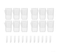 Durashmall 12 macetas de riego automático, macetas cuadradas transparentes con separación seca y húmeda para suculentas, violetas africanas, hoyas, sistema de depósito de relleno lateral con algodón y