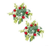 Durashmall 2 piezas de corona de frutas simuladas aromaterapia anillo de vela adornos decorativos guirnalda artificial para boda, fiesta, mesa, centro de mesa, decoración festiva del hogar y jardín