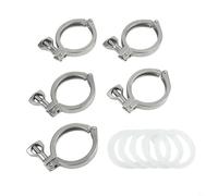Durashmall Abrazadera en T de alta resistencia, paquete de 5 virola de un solo pin de 2 pulgadas para accesorios de tubería sanitaria de 51 a 60 mm de diámetro exterior con juntas de silicona