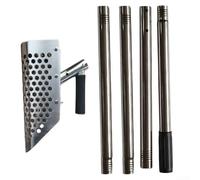 Durashmall Cuchara de arena de acero inoxidable resistente con mango largo para detección de metales en la playa, panorámica de oro y excavación arqueológica, rastrillo de acero 304 con poste