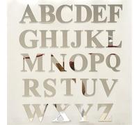 Durashmall Espejo adhesivo de pared, 26 letras del alfabeto inglés, para bricolaje, mural, dormitorio, oficina, fiesta, decoración del hogar, acrílico plateado, letra A-Z (T)