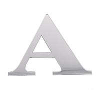 Durashmall Espejo adhesivo de pared, 26 letras del alfabeto inglés, para bricolaje, mural, dormitorio, oficina, fiesta, decoración del hogar, acrílico plateado, letra A-Z (A)