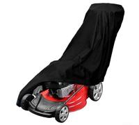 Durashmall Funda para cortacésped impermeable de poliéster 420D negro con dobladillo elástico y correa de hebilla para cortacéspedes de empuje al aire libre, resistente a la intemperie, protección