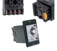 Durashmall Relé de tiempo de retardo de encendido de 0 a 60 segundos con base de enchufe, modelo AC 220 V AH2-Y, montaje en riel DIN para paneles de control industriales, indicador LED dual, bloque de