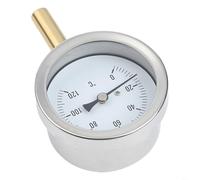 Durashmall Termómetro bimetálico de 63 mm de 0 a 120 °C con funda de cobre de 1/2 pulgada para calefacción central, parrilla de caldera y estufa al aire libre monitoreo de temperatura