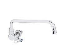 DuraSteel - Grifo para fregadero de cocina, soporte de pared, para cocina industrial, sin plomo, con caño giratorio de 35,6 cm, cuerpo y mango, estructura de latón y cromo pulido