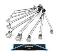 DURATECH Juego de llaves de estrella dobles, 9 piezas, métricas, acodada, compensación de 75 grados, 6-23 mm, acero al cromo vanadio, con funda enrollable