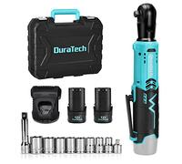 DURATECH Llave de Carraca Eléctrica Inalámbrica 12V, 65N.m | Llave de Trinquete con 2 Baterías de 2000mAh, Carga Rápida, Gatillo de Velocidad Variable y Atornillador de Impacto