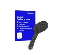 Duravit Alcachofa de ducha con 3 tipos de chorro (Rain, Intense Rain, Soft Rain), alcachofa redonda (diámetro de 110 mm), cabezal de ducha con función de ahorro de agua, fácil de limpiar, color negro