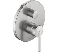Duravit Balcoon - Grifo de ducha empotrable para 2 consumidores con válvula de desviación, mezclador monomando de ducha con sistema de mezcla de cerámica, acero inoxidable cepillado