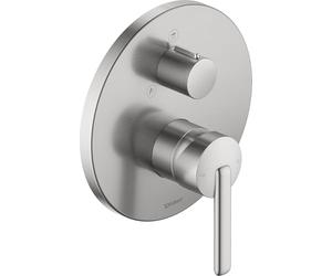 Duravit Balcoon - Grifo de ducha empotrable para 2 consumidores con válvula de desviación, mezclador monomando de ducha con sistema de mezcla de cerámica, acero inoxidable cepillado