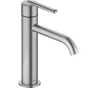 Duravit Balcoon - Grifo para lavabo (tamaño M (altura de caño 138 mm), ahorro de energía (FreshStart), grifo de baño de ahorro de agua (MinusFlow), acero inoxidable cepillado