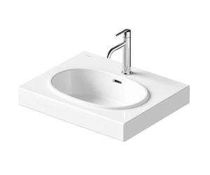 Duravit Balcoon - Lavabo 60x48 cm, con rebosadero, agujero mezclador, con caño, DuraShield, blanco mate 241260AC00