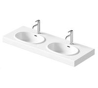 Duravit Balcoon - Lavabo doble 130x48 cm, con rebosadero, 2 agujeros para grifo, con desagüe, DuraShield, blanco mate 241213AC00