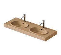 Duravit Balcoon - Lavabo doble 130x48 cm, con rebosadero, 2 agujeros para mezclador, con desagüe, DuraShield, terra 241213AM00