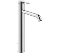 Duravit C.1 XL - Grifo mezclador para lavabo (altura de caño 233 mm), grifo de baño con desagüe automático, mezclador de lavabo con cartucho de cerámica, cromado