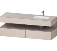 Duravit Collection One lavabo empotrado con base de lavabo consola, 1600x550x600mm, nicho basalto mate, lavabo derecha, QA4796043910000, Color: Topo mate