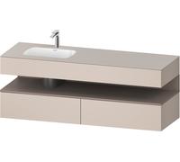 Duravit Collection One lavabo empotrado con base de lavabo consola, 1600x550x600mm, nicho basalto mate, lavabo izquierda, QA4795043910000, Color: Topo mate