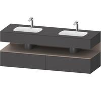 Duravit Collection One lavabo empotrado con base de lavabo consola, 1600x550x600mm, nicho basalto mate, lavabo doble, QA4797043490010, Color: Grafito mate/con iluminaciÃ³n de nicho