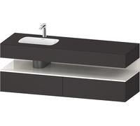 Duravit Collection One lavabo empotrado con base de lavabo consola, 1600x550x600mm, nicho blanco alto brillo, lavabo izquierda, QA4795022800010, Color: Supermatt grafito/con iluminaciÃ³n de nicho