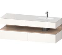 Duravit Collection One lavabo empotrado con base de lavabo consola, 1600x550x600mm, nicho de roble jaspeado, lavabo derecha, QA4796055220000, Color: Blanco brillo intenso