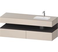 Duravit Collection One lavabo empotrado con base de lavabo consola, 1600x550x600mm, nicho en grafito supermate, lavabo derecha, QA4796080830000, Color: supermatt taupe