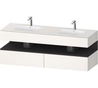 Duravit Collection One lavabo empotrado con base de lavabo consola, 1600x550x600mm, nicho grafito supermate, lavabo doble, QA4797080840010, Color: Supermatt blanco/con iluminaciÃ³n de nicho