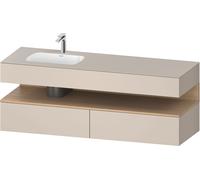 Duravit Collection One lavabo empotrado con base de lavabo consola, 1600x550x600mm, nicho roble natural, lavabo izquierda, QA4795030830000, Color: supermatt taupe