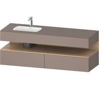 Duravit Collection One lavabo empotrado con base de lavabo consola, 1600x550x600mm, nicho roble natural, lavabo izquierda, QA4795030430010, Color: Basalto Mate/con iluminaciÃ³n de nicho