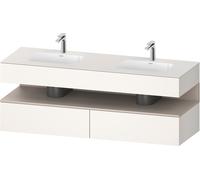 Duravit Collection One lavabo empotrado con base de lavabo consola, 1600x550x600mm, nicho taupe mate, lavabo doble, QA4797091840000, Color: Supermatt blanco