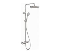 Duravit - Conjunto de ducha con termostato, diámetro 25 cm, 3 chorros, acero inoxidable cepillado TH4282008070