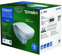 Duravit D-Code taza de inodoro con asiento de cierre suave suspendido sin reborde blanco 45700900A1