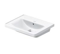 Lavabo Duravit D-Neo, 600x480mm, sin agujero para grifo, con rebosadero, blanco alto brillo, 2367600060
