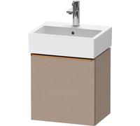 Duravit D-Neo, mueble bajo lavabo consola suspendido, 434x440x322mm, 1 puerta, apertura a la derecha, con tirador de bronce cepillado, DE4217R04750000, Color: Lino mate decorativo