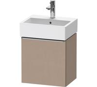 Duravit D-Neo, mueble bajo lavabo consola suspendido, 434x440x322mm, 1 puerta, apertura a la izquierda, con tirador de acero inoxidable cepillado, DE4217L70750000, Color: Lino mate decorativo