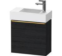 Duravit D-Neo, mueble bajo lavabo consola suspendido, 484x440x222mm, 1 puerta, apertura a la izquierda, con tirador de oro pulido, DE4219L34160000, Color: Roble negro mate decoración