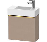Duravit D-Neo, mueble bajo lavabo consola suspendido, 484x440x222mm, 1 puerta, apertura a la izquierda, con tirador de oro pulido, DE4219L34750000, Color: Lino mate decorativo